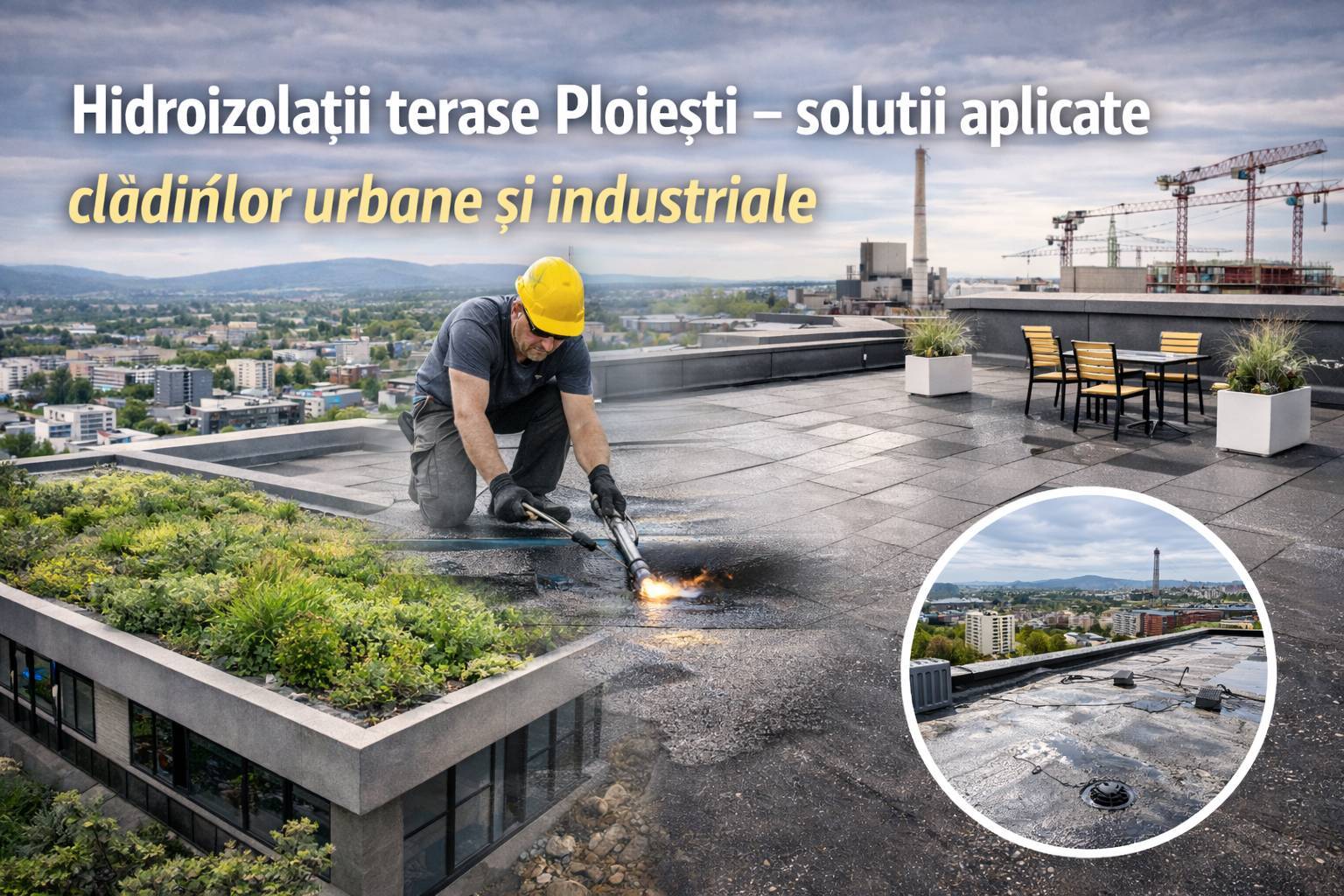 Hidroizolații terase Ploiești – soluții aplicate clădirilor urbane și industriale